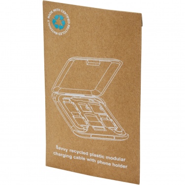 Logotrade business gift image of: Savvy recycled plastic modular charging cable with phone holder