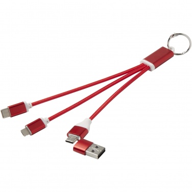 Logo trade promotional gift photo of: Metal 4-in-1 recycled aluminium charging cable with keychain