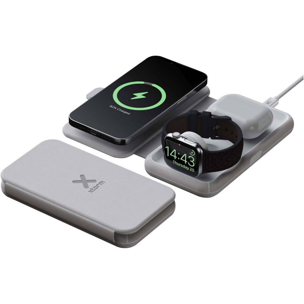 Logo trade promotional merchandise photo of: Xtorm XWF31 15W foldable 3-in-1 wireless travel charger