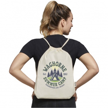 Logo trade corporate gifts image of: Oregon 140 g/m² GRS recycled cotton drawstring bag