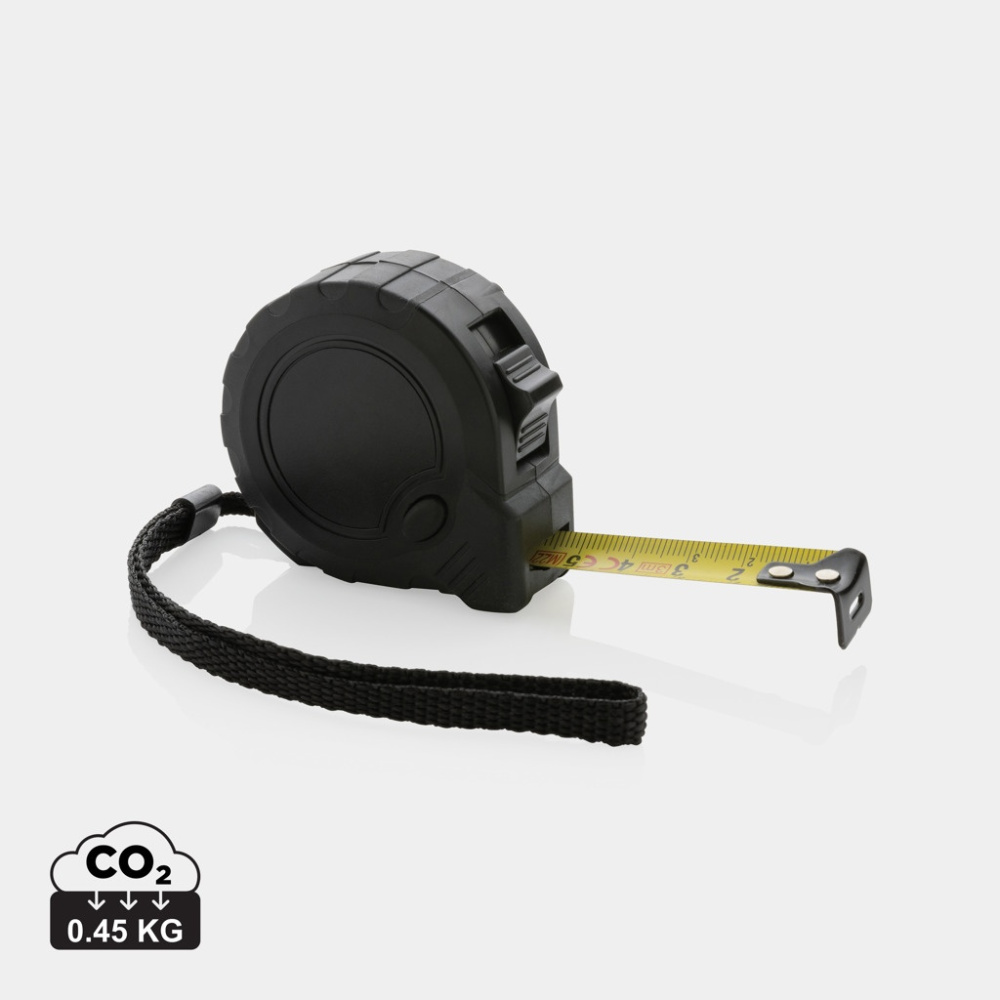 RCS recycled plastic 3M/16 mm tape with stop button, black, product image (1)
