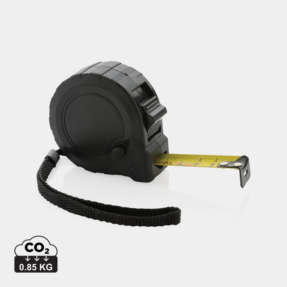 RCS recycled plastic 5M/19 mm tape with stop button, black, product image (1)