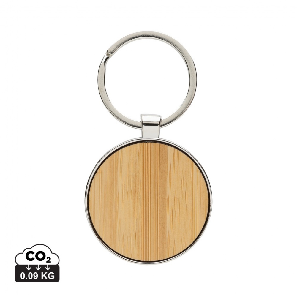 Logotrade promotional product picture of: RCS recycled zinc alloy round keychain with bamboo