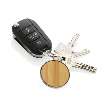 Logotrade promotional giveaways photo of: RCS recycled zinc alloy round keychain with bamboo