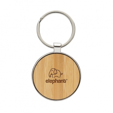 Logo trade promotional product photo of: RCS recycled zinc alloy round keychain with bamboo