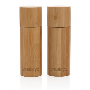 Logo trade promotional merchandise image of: Ukiyo bamboo salt and pepper mill set