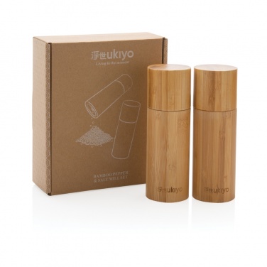 Logotrade promotional merchandise picture of: Ukiyo bamboo salt and pepper mill set