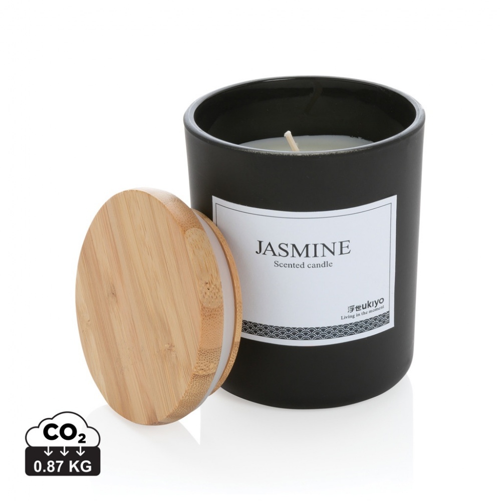Logo trade promotional gifts image of: Ukiyo deluxe scented candle with bamboo lid