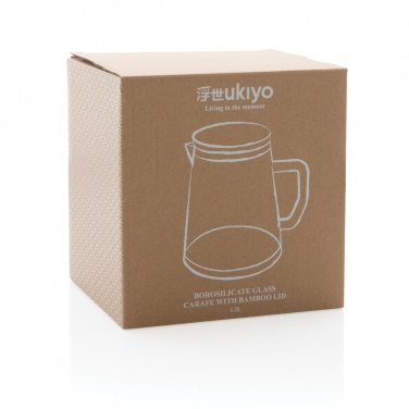 Logo trade promotional gifts image of: Ukiyo borosilicate glass carafe with bamboo lid 1.2L