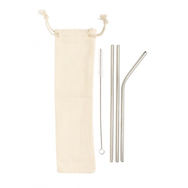 Logotrade corporate gift image of: Reusable stainless steel 3 pcs straw set
