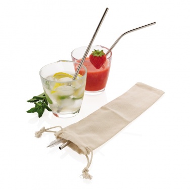 Logo trade corporate gifts image of: Reusable stainless steel 3 pcs straw set