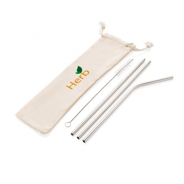 Logo trade promotional items image of: Reusable stainless steel 3 pcs straw set