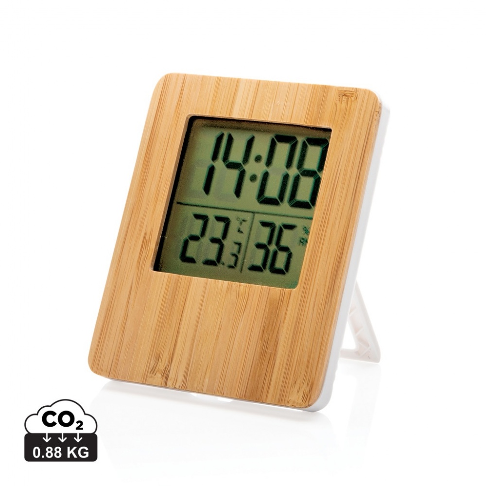 Logo trade business gifts image of: Bamboo weather station