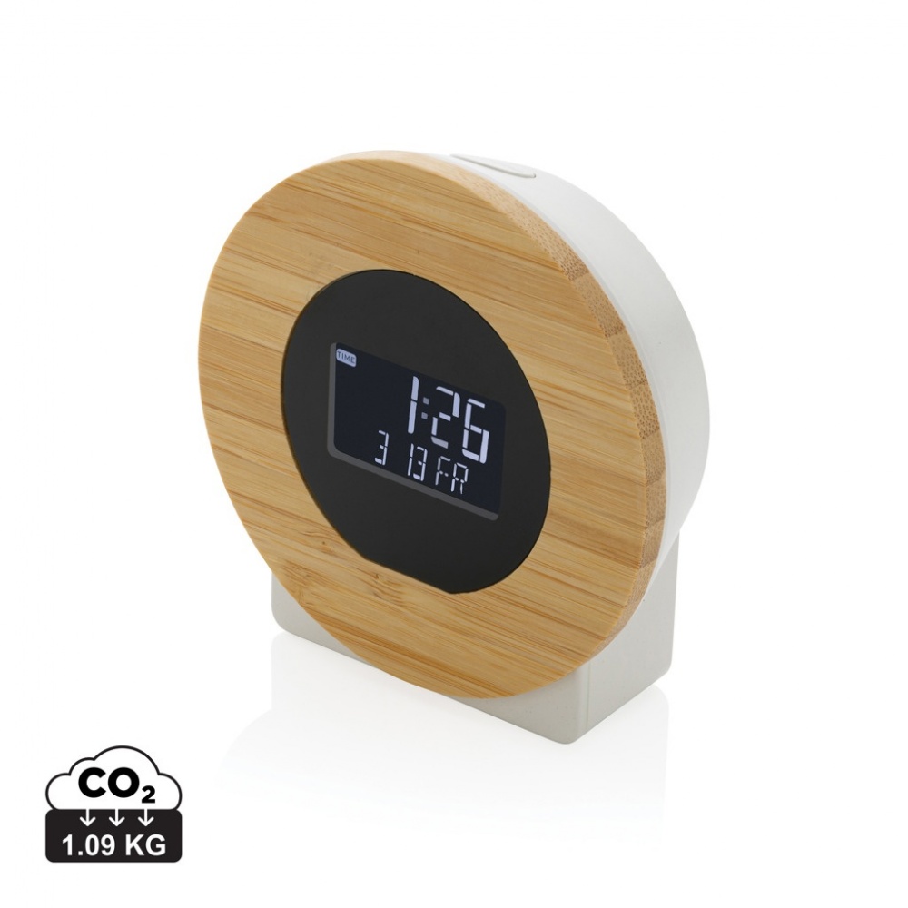 Logo trade promotional gift photo of: Utah RCS rplastic and bamboo LCD desk clock
