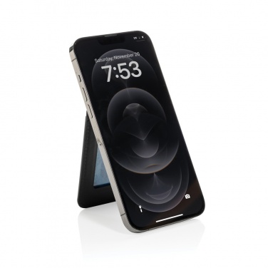 Logo trade business gifts image of: Magstand RCS recycled PU magnetic phone wallet with stand