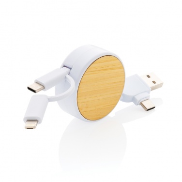 Logo trade promotional gift photo of: RCS recycled plastic Ontario 6-in-1 retractable cable