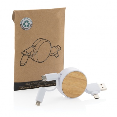 Logo trade corporate gifts picture of: RCS recycled plastic Ontario 6-in-1 retractable cable