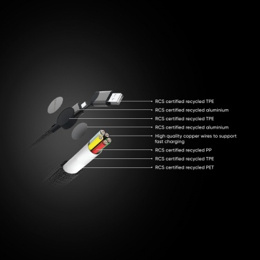 Logotrade promotional giveaway picture of: Oakland RCS recycled plastic 6-in-1 fast charging 45W cable