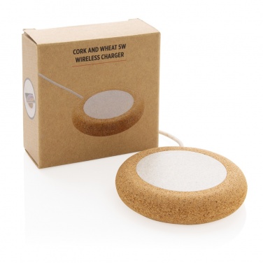 Logotrade promotional products photo of: Cork and Wheat 5W wireless charger
