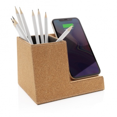 Logotrade promotional item image of: Cork pen holder and 5W wireless charger