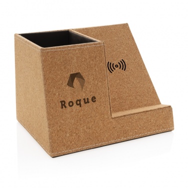 Logotrade promotional item image of: Cork pen holder and 5W wireless charger