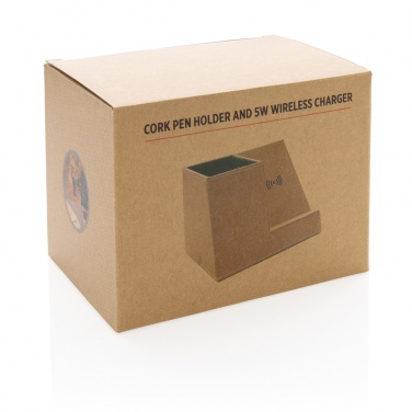 Logo trade promotional products picture of: Cork pen holder and 5W wireless charger