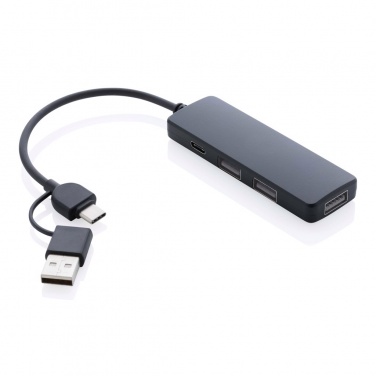 Logo trade promotional gifts image of: RCS recycled plastic USB hub with dual input