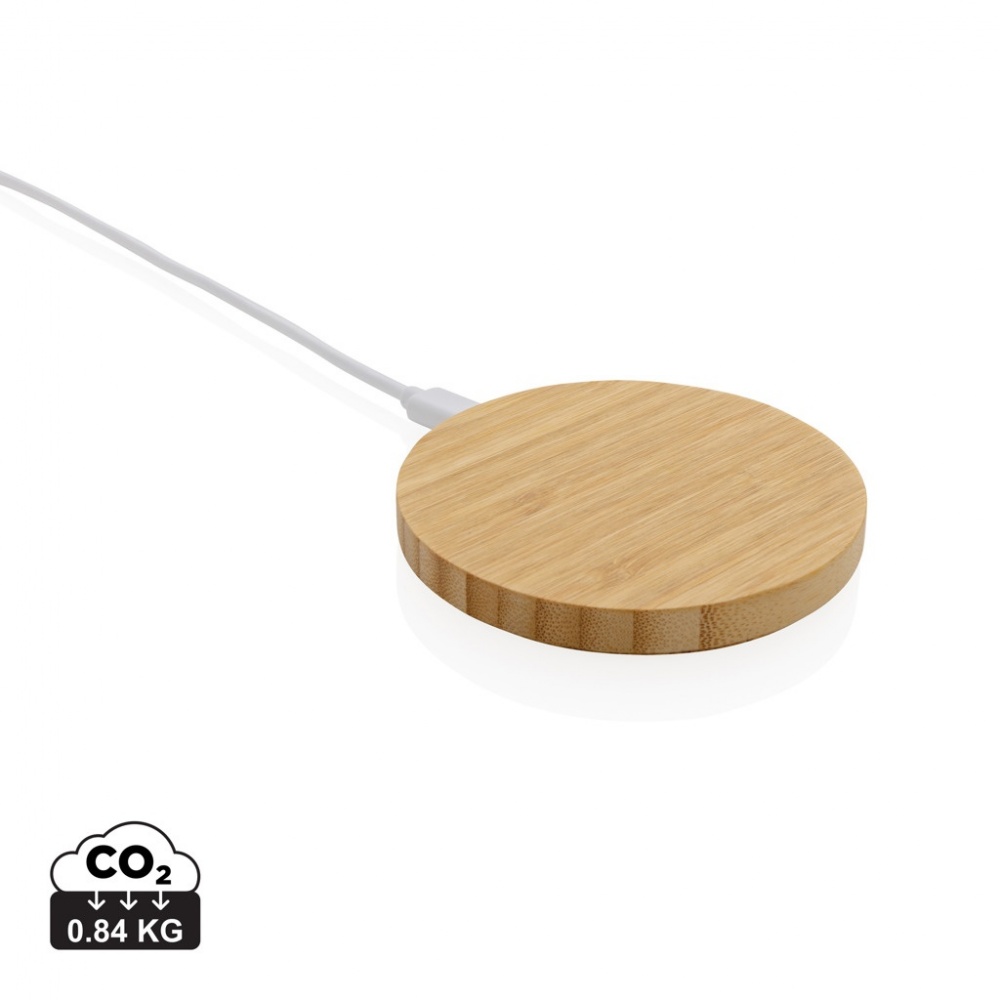 Logo trade corporate gift photo of: Bamboo 15W wireless charger