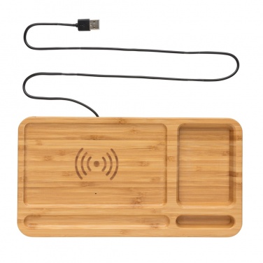 Logo trade promotional product photo of: Bamboo desk organiser 10W wireless charger