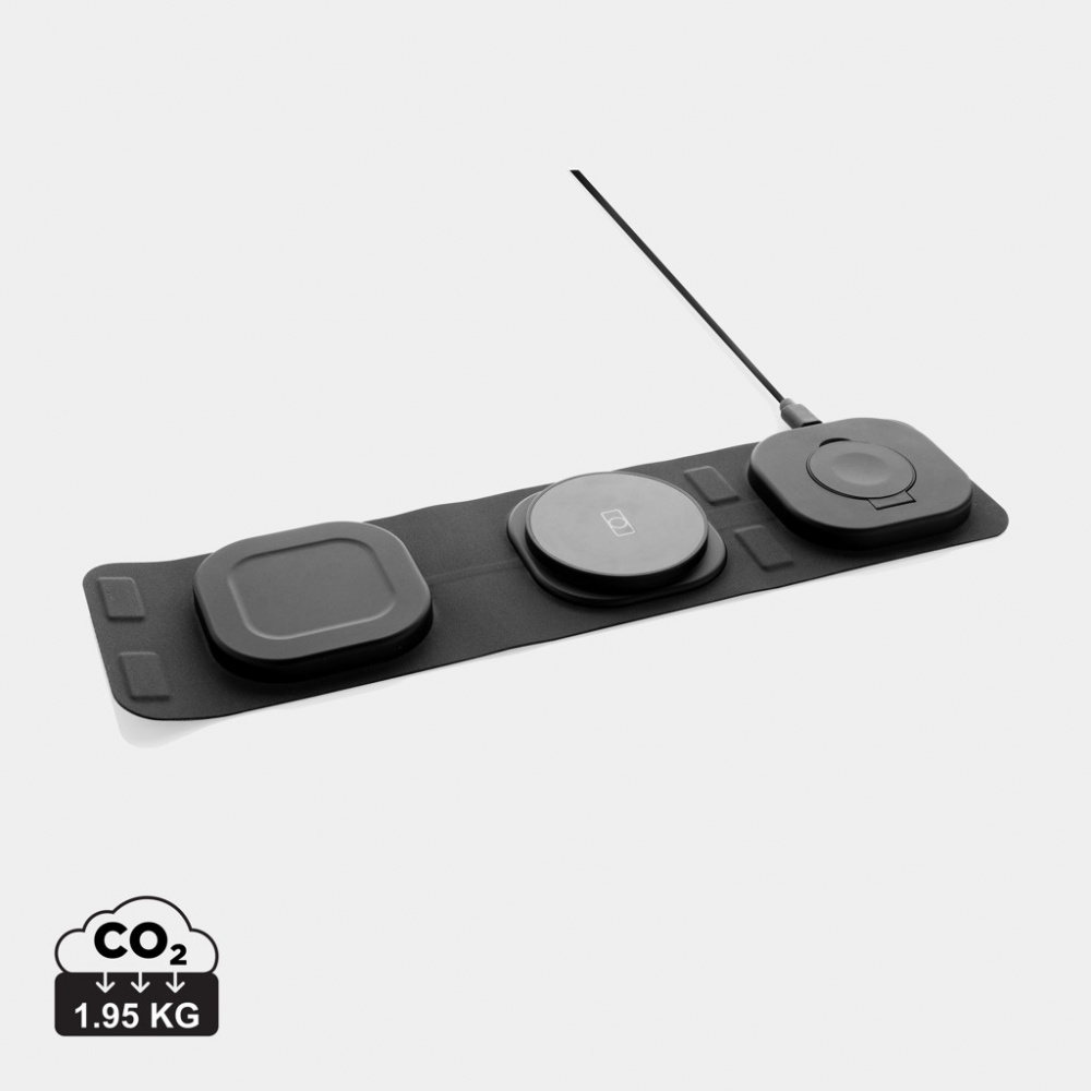 Logotrade corporate gift picture of: Swiss Peak RCS rplastic 3-in-1 wireless 15W travel charger