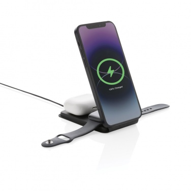 Logotrade advertising products photo of: Swiss Peak RCS rPU 15W  3-in-1 magnetic wireless charger