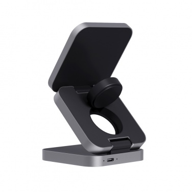 Logo trade promotional items image of: Terra RCS recycled aluminum foldable 3 in 1 15W charger