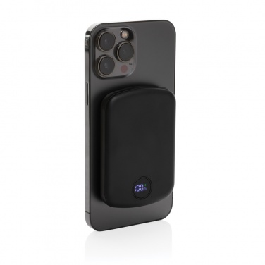 Black MagBoost RCS 5,000 mAh magnetic power bank — customisable with a logo, rear view, Logo.ee