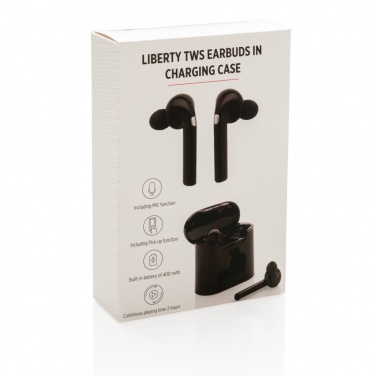 Logo trade corporate gifts picture of: Liberty wireless earbuds in charging case