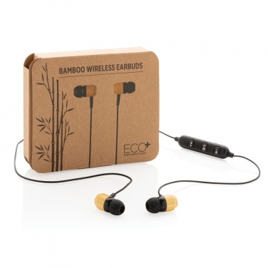 Logo trade corporate gift photo of: Bamboo wireless earbuds