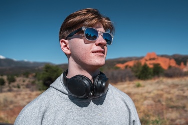 Logotrade promotional item image of: RCS recycled plastic Elite Foldable wireless headphone