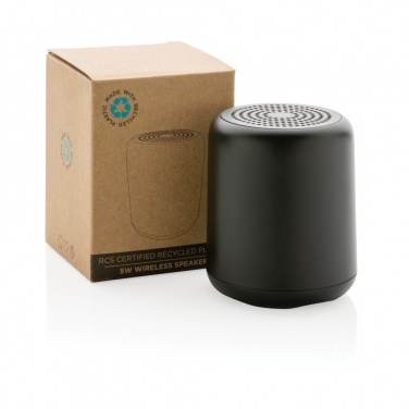 Logo trade promotional merchandise picture of: RCS certified recycled plastic 5W Wireless speaker