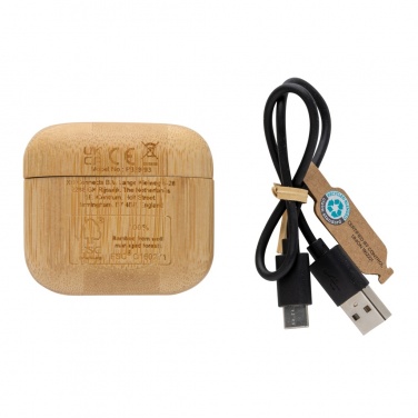 Logo trade promotional items picture of: Bamboo TWS earbuds with RCS recycled plastic