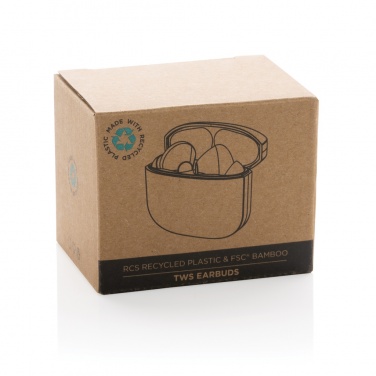 Logotrade promotional giveaway image of: Bamboo TWS earbuds with RCS recycled plastic