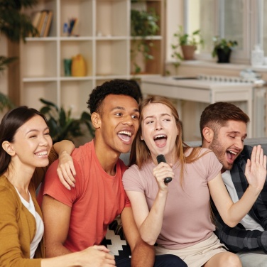 Logotrade advertising products photo of: Singvibe RCS recycled plastic karaoke set with double mic