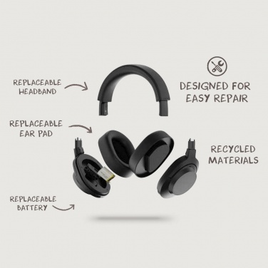 Logotrade advertising products photo of: Irvine RCS recycled and repairable ANC wireless headphone