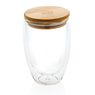 Logo trade promotional merchandise image of: Double wall borosilicate glass with bamboo lid 350ml
