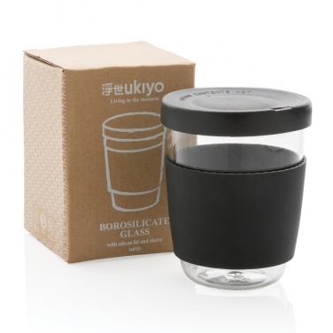 Logotrade promotional products photo of: Ukiyo borosilicate glass with silicone lid and sleeve