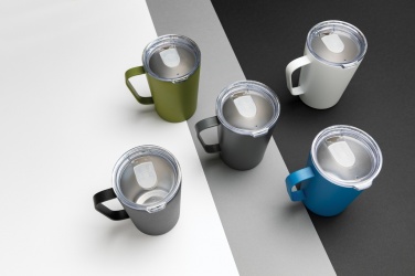 Logo trade promotional merchandise picture of: RCS Recycled stainless steel modern vacuum mug with lid