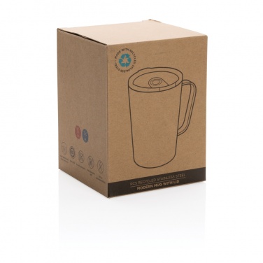 Logo trade promotional gifts picture of: RCS Recycled stainless steel modern vacuum mug with lid