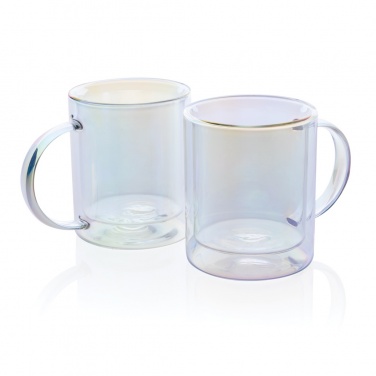 Logo trade promotional merchandise image of: Deluxe double wall electroplated glass mug