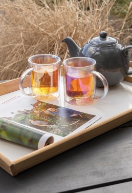 Logo trade business gifts image of: Deluxe double wall electroplated glass mug