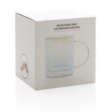 Logo trade promotional gifts picture of: Deluxe double wall electroplated glass mug