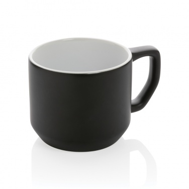 Modern ceramic mug, 350 ml, black – detail view 2