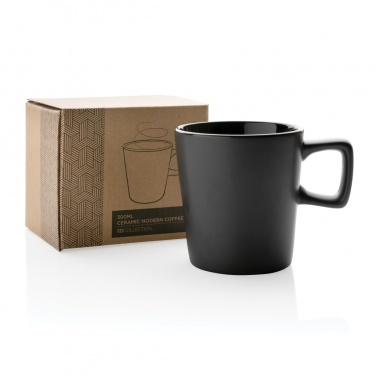 Modern ceramic coffee mug, 300 ml, black – detail view 9